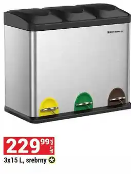 Merkury Market Kosz na śmieci 3x15l srebrny oferta