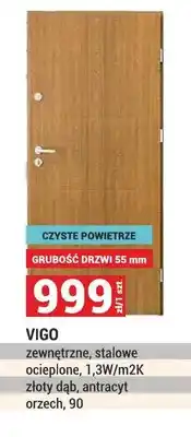 Merkury Market Drzwi VIGO zewnętrzne stalowe ocieplone 1,3W/m2K złoty dąb antracyt orzech 90 oferta
