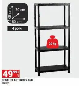 Merkury Market Regał plastikowy T60 czarny 138x60x30cm 4 półki oferta