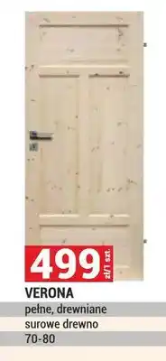 Merkury Market Drzwi VERONA pełne drewniane surowe drewno 70-80 oferta