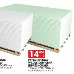 Merkury Market Płyta gipsowa wilgocioodporna impregnowana 12,5mm 1200x2600mm oferta
