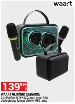 Merkury Market Głośnik karaoke Waart 2xmikrofon W16K220 moc 10W obsługiwany format plików MP3 WAV oferta