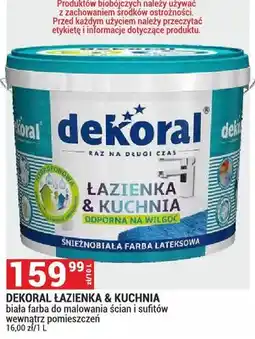 Merkury Market Farba lateksowa Dekoral Łazienka & Kuchnia odporna na wilgoć śnieżnobiała oferta