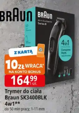 E.Leclerc Trymer do ciała Braun SK3400BLK 4w1 do 50 min pracy 1-11mm oferta