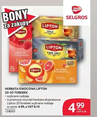 Selgros Herbata owocowa lipton oferta