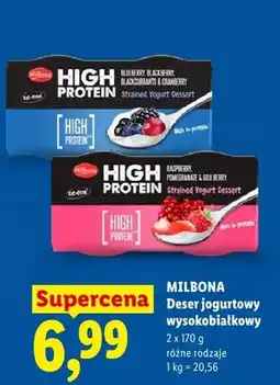 Lidl Deser jogurtowy wysokobiałkowy Milbona Raspberry Pomegranate & Goji Berry oferta