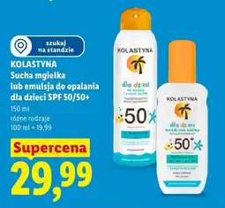 Lidl Sucha mgiełka do opalania dla dzieci SPF 50 Kolastyna oferta