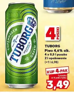 Kaufland Piwo Tuborg Green 4,6% 4-pak 4x0,5l puszka oferta