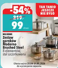 Biedronka MG HOME Zestaw garnków Moderno Brushed Steel 8 elementów, stal szczotkowana oferta