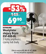Biedronka EXTRALINK Wentylator stojący Bryza ESF-40D-BL 3 tryby prędkości, czarny lub biały oferta