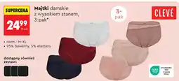 Biedronka CLEVÉ Majtki damskie z wysokiem stanem, 3-pak oferta