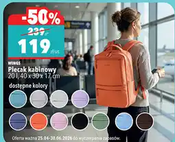 Biedronka WINGS Plecak kabinowy 20 l, 40 x 30 x 17 cm oferta