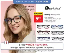 Biedronka Okulary do czytania Brandex moc optyczna od +1,00 dpt. do +3,50 dpt. szkła odporne na zarysowania oferta