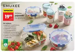 Biedronka Szklany pojemnik na żywność SMUKEE kwadratowy z 2 przegródkami oferta