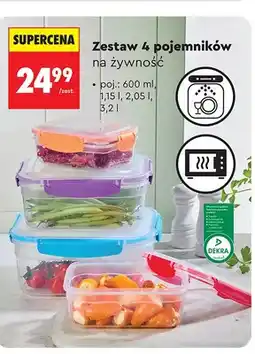 Biedronka Zestaw 4 pojemników na żywność poj.: 600ml, 1,15l, 2,05l, 3,2l oferta