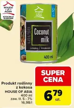 Carrefour Produkt roślinny z kokosa HOUSE OF ASIA 400 ml zaw. tł. 5 - 7% 16,98/l oferta