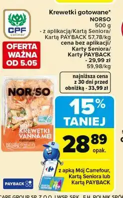 Carrefour Krewetki gotowane NORSO oferta
