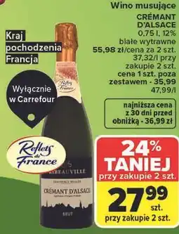 Carrefour Wino musujące CRÉMANT D'ALSACE 0,75 l, 12% białe wytrawne oferta