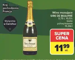 Carrefour Wino musujące SIRE DE BEAUPRÉ 0,75 l, 10,5% białe półwytrawne oferta