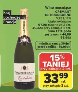 Carrefour Wino musujące CRÉMANT DE BOURGOGNE 0,75 l, 12% białe wytrawne oferta