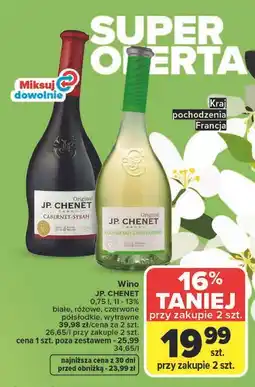 Carrefour Wino JP. CHENET 0,75 l, 11 - 13% białe, różowe, czerwone półsłodkie, wytrawne oferta