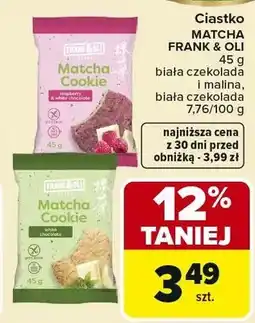 Carrefour Ciastko Matcha Cookie biała czekolada Frank & Oli oferta