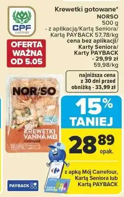 Carrefour Krewetki gotowane Norso oferta