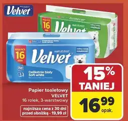 Carrefour Papier toaletowy Velvet Delikatnie biały Soft white 3-warstwowy oferta