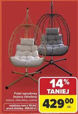 Carrefour Fotel ogrodowy bujany składany kolory naturalny czarny oferta
