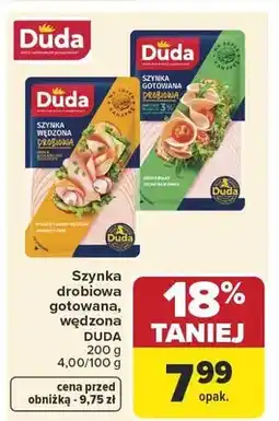 Carrefour Szynka drobiowa gotowana wędzona Duda oferta
