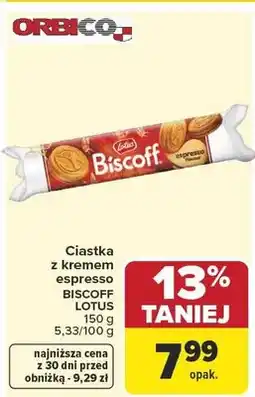 Carrefour Ciastka z kremem espresso Biscoff Lotus oferta