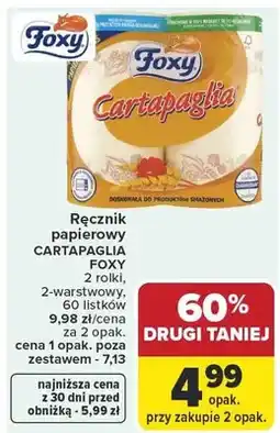 Carrefour Ręcznik papierowy Cartapaglia Foxy 2-warstwowy 60 listków oferta
