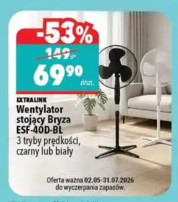 Biedronka Wentylator stojący Extralink Bryza ESF-40D-BL 3 tryby prędkości czarny oferta