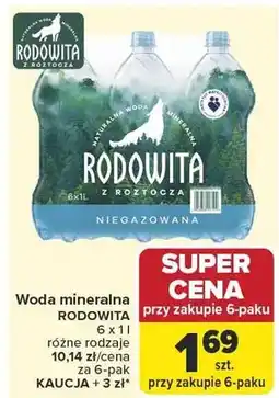 Carrefour Woda mineralna Rodowita niegazowana oferta