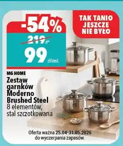 Biedronka Zestaw garnków Moderno Brushed Steel MG Home 8 elementów stalowa szczotkowana oferta