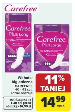 Carrefour Wkładki higieniczne Carefree Plus Large oferta