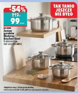 Biedronka Zestaw garnków MG Home Moderno Brushed Steel 8 elementów stal szczotkowana oferta