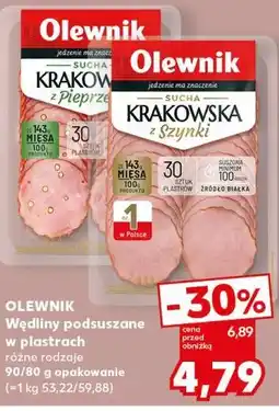 Kaufland OLEWNIK Wędliny podsuszane w plastrach różne rodzaje 90/80 g opakowanie oferta