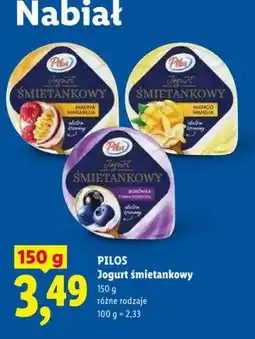 Lidl Jogurt śmietankowy Pilos borówka czarna porzeczka oferta