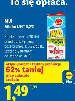 Lidl Mleko UHT MU! 3,2% oferta
