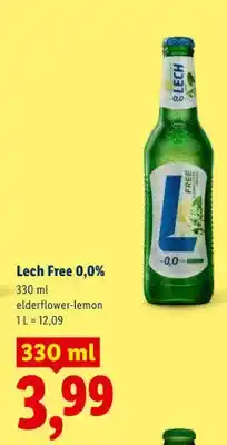 Lidl Piwo bezalkoholowe Lech Free 0,0% elderflower-lemon oferta
