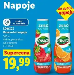 Lidl Koncentrat napoju Łowicz Zero Cukru truskawka oferta