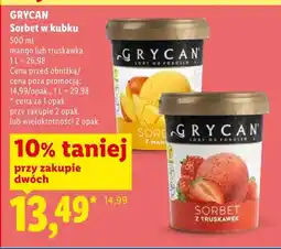 Lidl Sorbet w kubku truskawka Grycan oferta