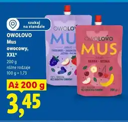 Lidl Mus owocowy XXL Owolovo jabłko banan wiśnia oferta