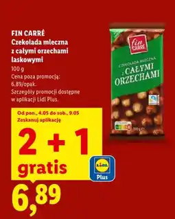 Lidl Czekolada mleczna z całymi orzechami laskowymi Fin Carré oferta