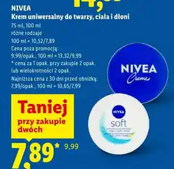 Lidl Krem uniwersalny do twarzy ciała i dłoni Nivea Soft oferta