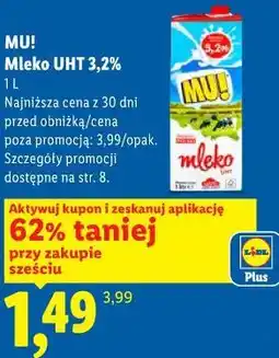 Lidl Mleko UHT 3,2% 1 L MU! oferta