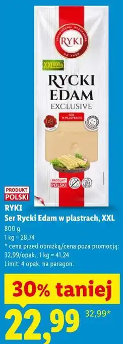 Lidl RYKI Ser Rycki Edam w plastrach, XXL oferta