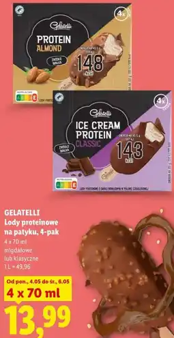 Lidl Lody proteinowe na patyku, 4-pak 4 x 70 ml GELATELLI oferta