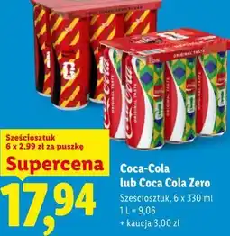 Lidl Coca-Cola lub Coca-Cola Zero Sześciosztuk oferta